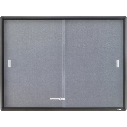 Quartet Enclosed Bulletin Board: 36x48 Gray Fabric Surface - Boards
