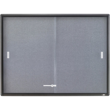 Quartet Enclosed Bulletin Board - 36" Board Height x 48" Board Width - Gray Fabric Surface - Self-healing - Graphite Frame - 1 Each
