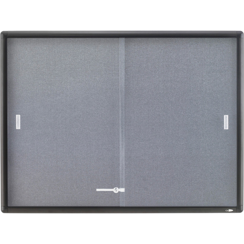 Quartet Enclosed Bulletin Board - 36" Board Height x 48" Board Width - Gray Fabric Surface - Self-healing - Graphite Frame - 1 Each
