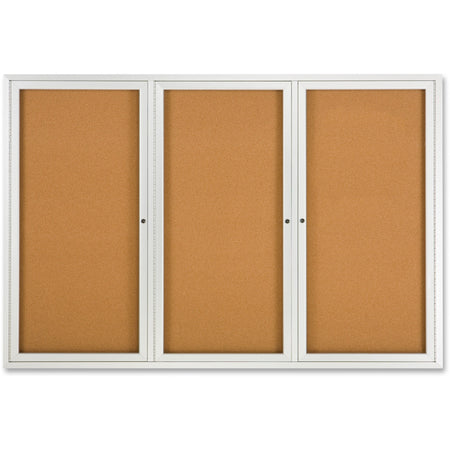 Quartet Enclosed Bulletin Board for Indoor Use - 48" Board Height x 72" Board Width - Brown Natural Cork Surface - Hinged, Self-healing, Shatter Proof, Rounded Corner, Durable - Silver Aluminum Frame - 1 Each