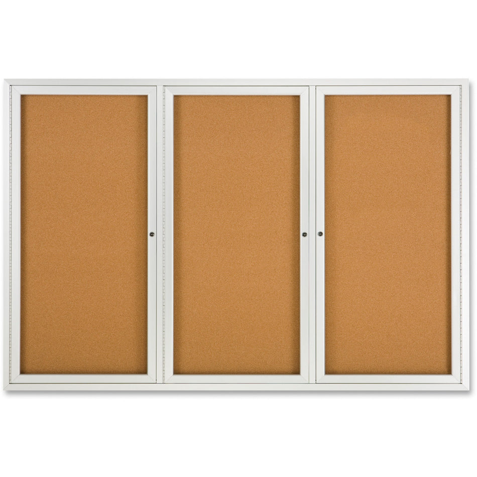 Quartet Enclosed Bulletin Board for Indoor Use - 48" Board Height x 72" Board Width - Brown Natural Cork Surface - Hinged, Self-healing, Shatter Proof, Rounded Corner, Durable - Silver Aluminum Frame - 1 Each