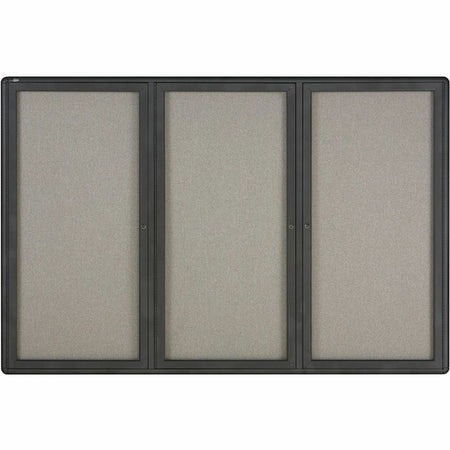 Quartet Enclosed Bulletin Board - 48" Board Height x 72" Board Width - Gray Fabric Surface - Hinged, Durable, Shatter Proof, Self-healing - Graphite Frame - 1 Each