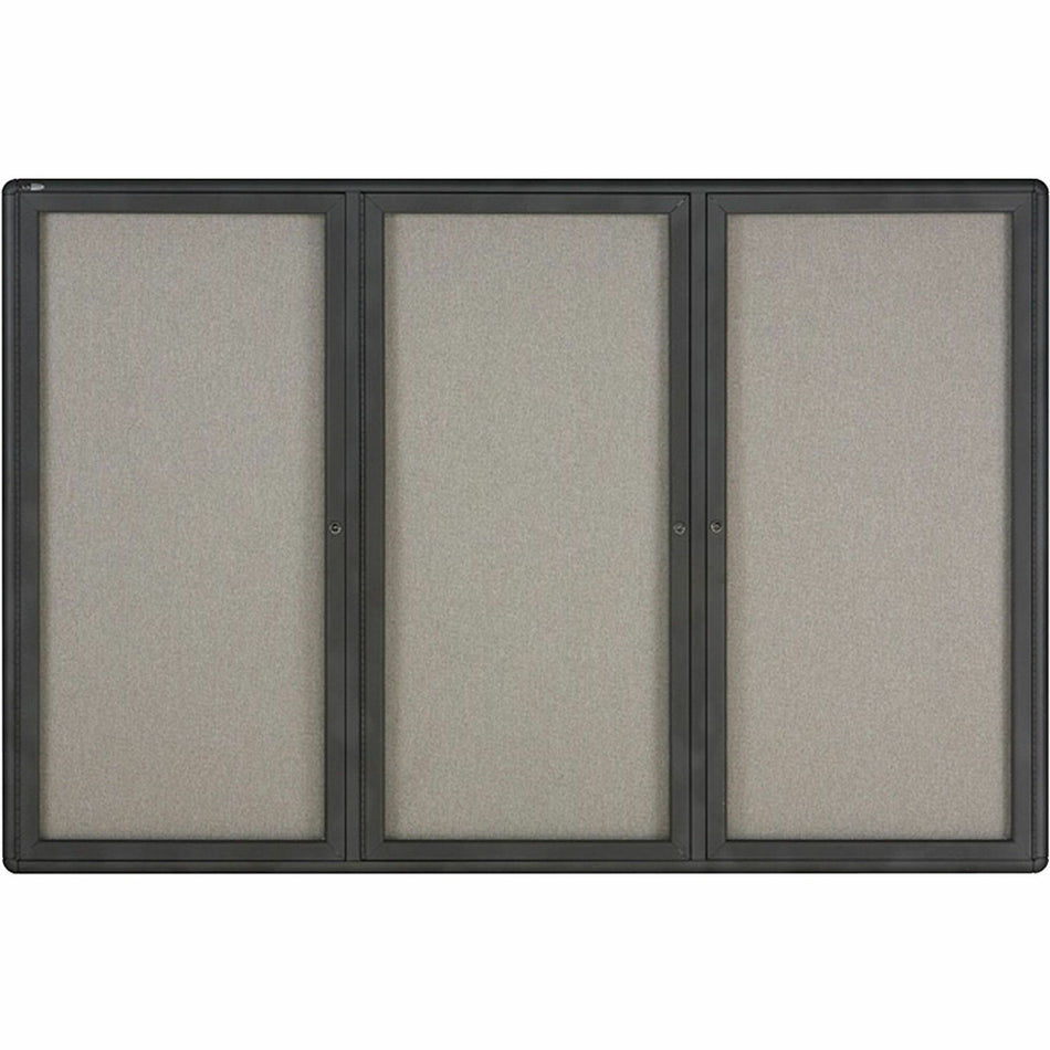 Quartet Enclosed Bulletin Board - 48" Board Height x 72" Board Width - Gray Fabric Surface - Hinged, Durable, Shatter Proof, Self-healing - Graphite Frame - 1 Each