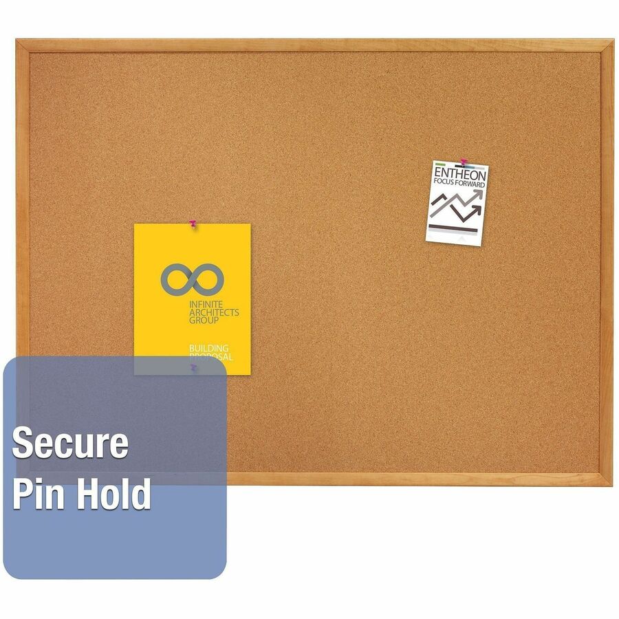 Quartet Classic Series Cork Bulletin Board - 36" Board Height x 48" Board Width - Brown Natural Cork Surface - Self-healing, Flexible, Durable - Oak Frame - 1 Each