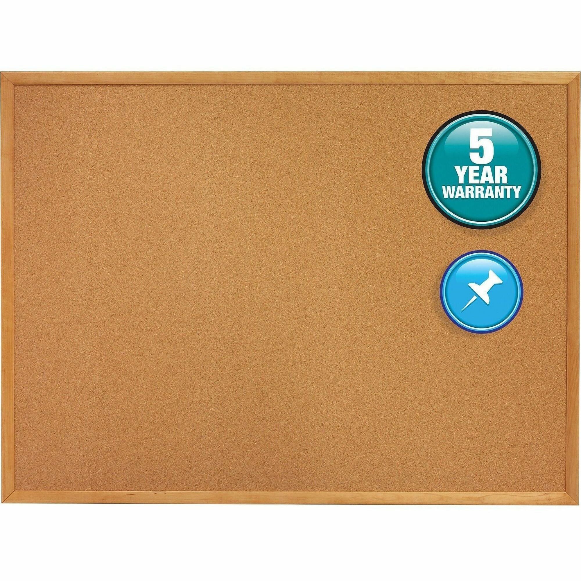 Quartet Classic Series Cork Bulletin Board - 36" Board Height x 48" Board Width - Brown Natural Cork Surface - Self-healing, Flexible, Durable - Oak Frame - 1 Each