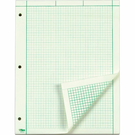TOPS Engineering Computation Pad - 100 Sheets - Stapled/Glued - Back Ruling Surface - Ruled Margin - 15 lb Basis Weight - Letter - 8 1/2" x 11" Sheet Size - Green Paper - Punched - 1 Pad
