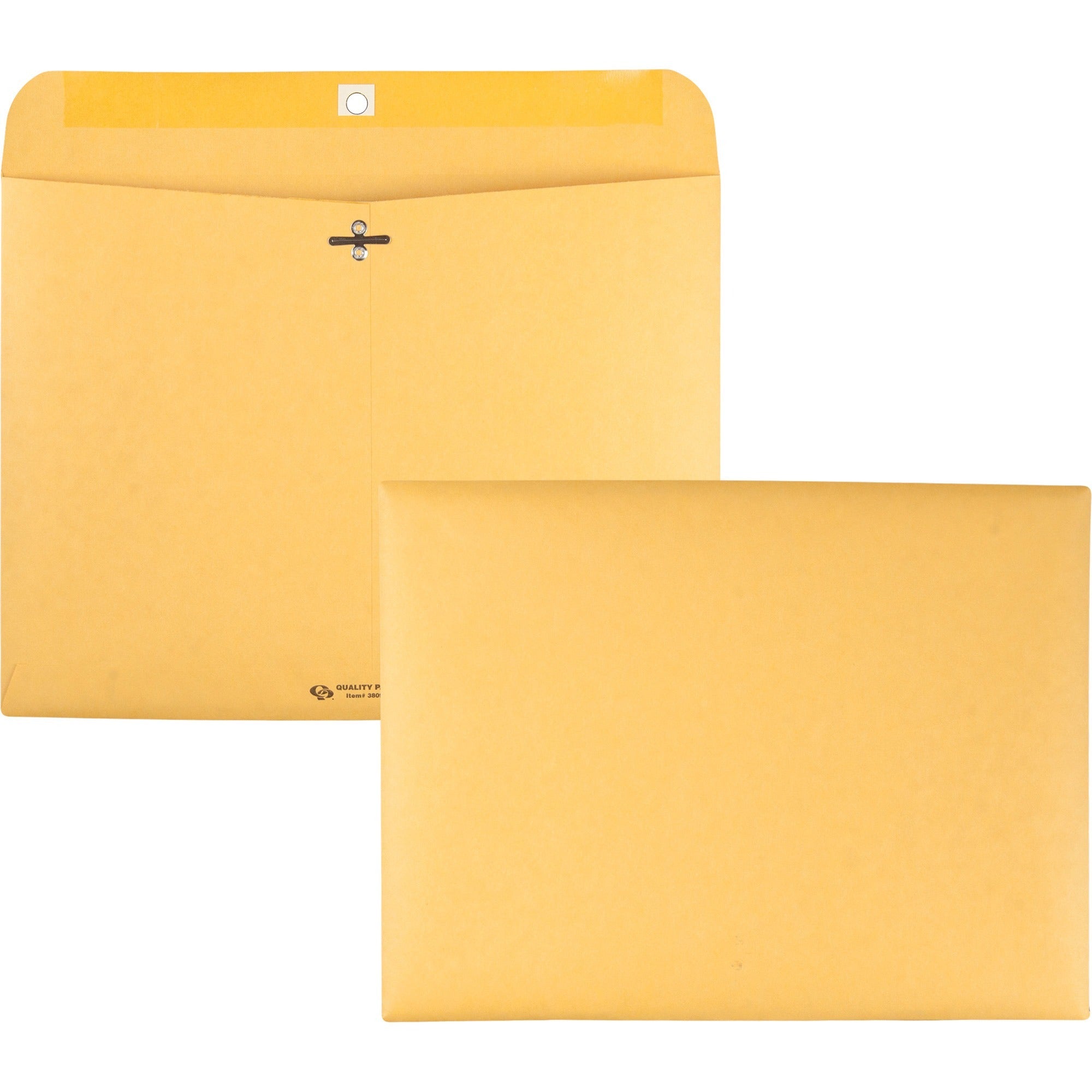 Quality Park 9 x 12 Clasp Envelopes with Deeply Gummed Flaps - Clasp - #90 - 9" Width x 12" Length - 28 lb - Clasp - Kraft - Kraft - 100 / Box