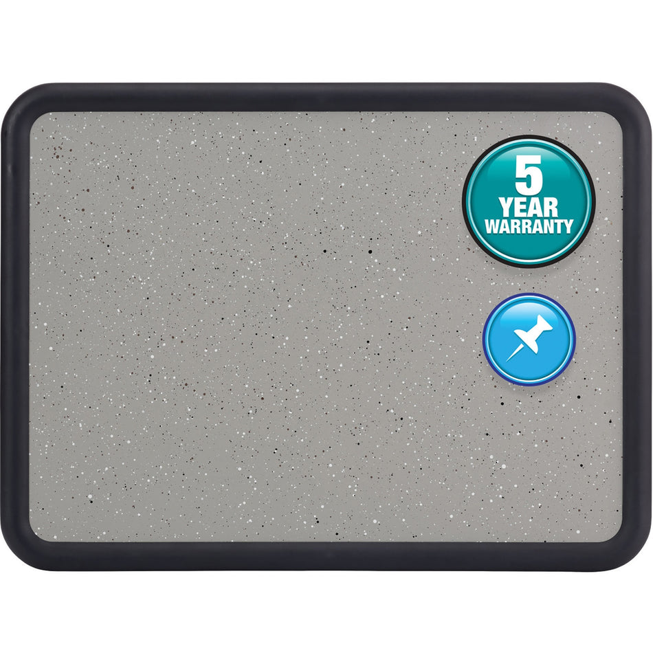 Quartet Contour Bulletin Board - 24" Board Height x 36" Board Width - Faux Granite Surface - Self-healing, Durable - Black Frame - 1 Each