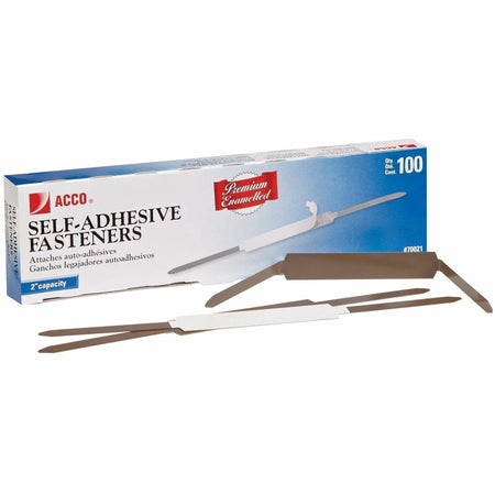 ACCO Premium Fastener - 2" Size Capacity - Self-adhesive, Coined Edge, Durable - Brown - Steel - 100 / Box