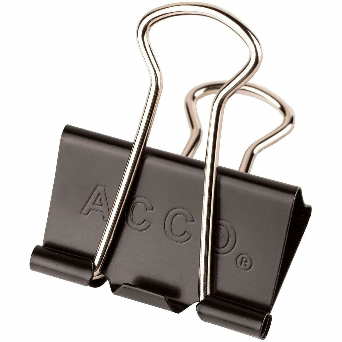 ACCO Medium Foldback Binder Clips - Medium - 1.3" Width - 0.63" Size Capacity - Reusable - Black - Plastic, Tempered Steel - 1 Dozen