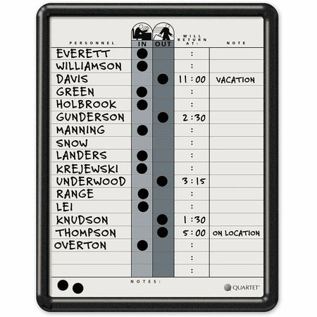 Quartet Classic In/Out Board - 14" Board Height x 11" Board Width - Gray Porcelain Surface - Magnetic, Durable, Stain Resistant, Dent Resistant, Ghost Resistant, Scratch Resistant - Black Frame - 1 Each