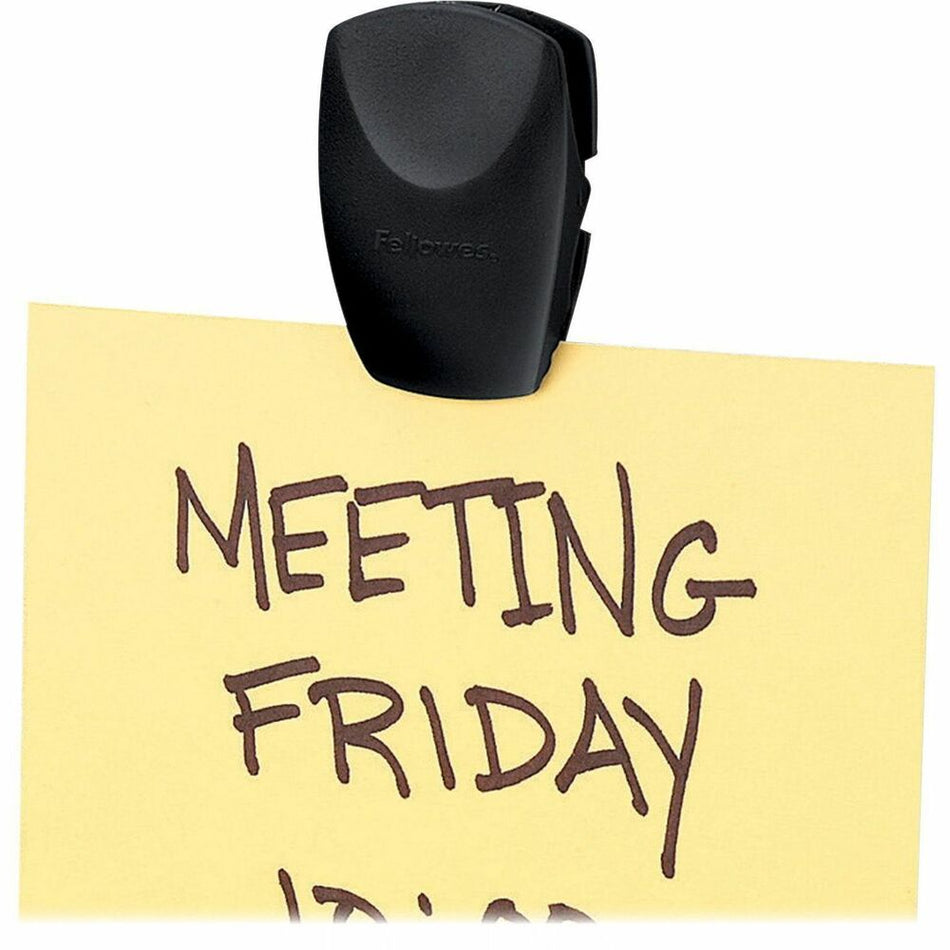 Fellowes Partition Additions Clip - 1.3" Width - 40 Sheet Capacity - for Memo, Notes, List - Repositionable, Tackable - Dark Graphite - Plastic - 4 / Pack