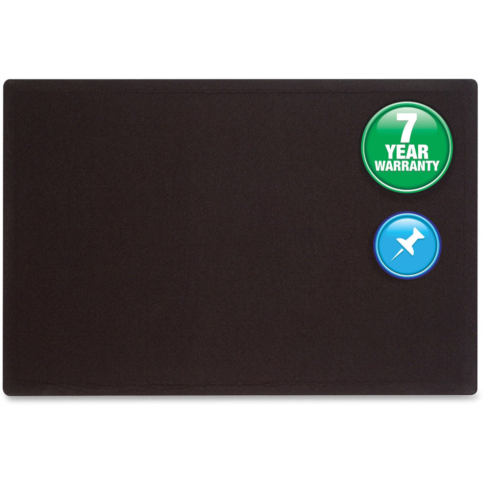 Quartet Oval Office Bulletin Board - 24" Board Height x 36" Board Width - Black Fabric Surface - Frameless, Flexible - Black Frame - 1 Each