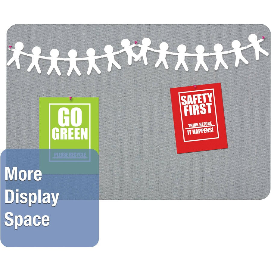 Quartet Oval Office Bulletin Board - 36" Board Height x 48" Board Width - Gray Fabric Surface - Frameless, Flexible - Gray Frame - 1 Each