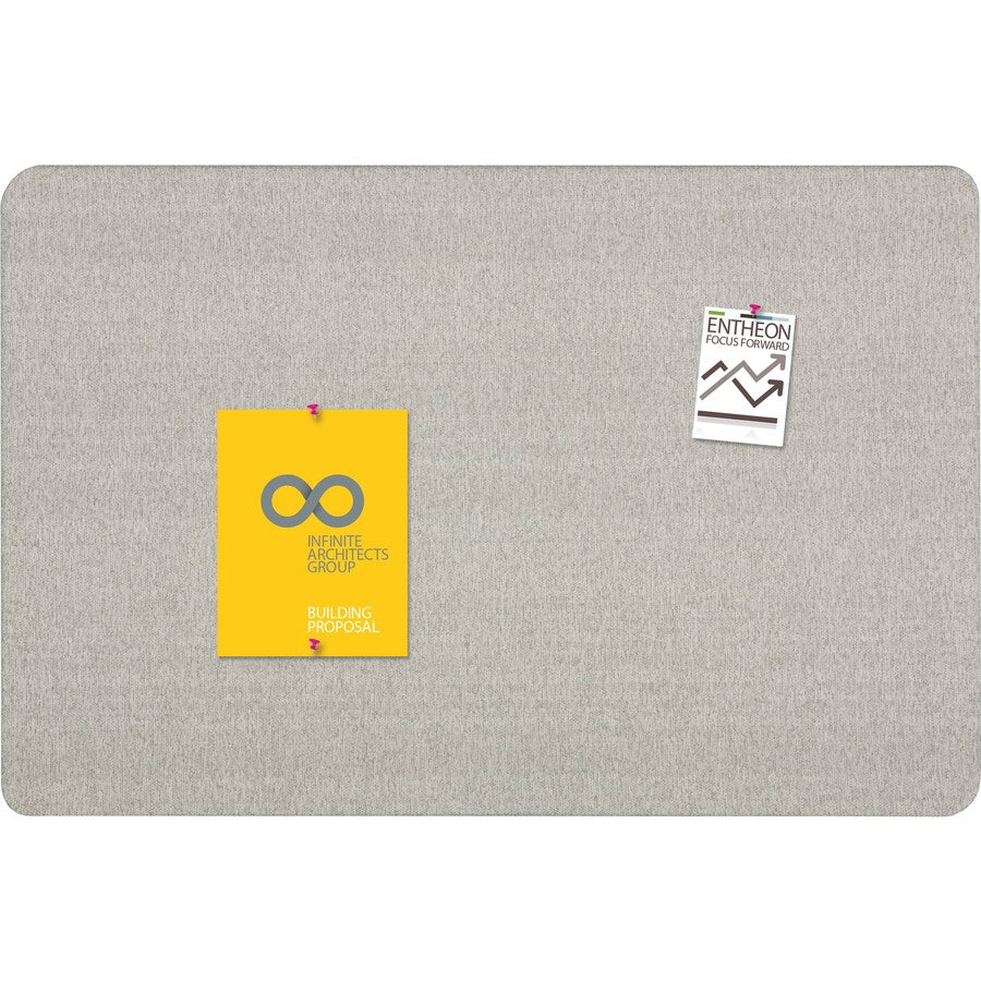 Quartet Oval Office Bulletin Board - 36" Board Height x 48" Board Width - Gray Fabric Surface - Frameless, Flexible - Gray Frame - 1 Each