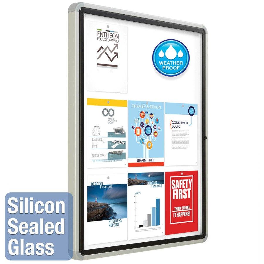 Quartet Contour Bulletin Board - 24" Board Height x 36" Board Width - Gray Fabric Surface - Durable, Self-healing - Black Frame - 1 Each