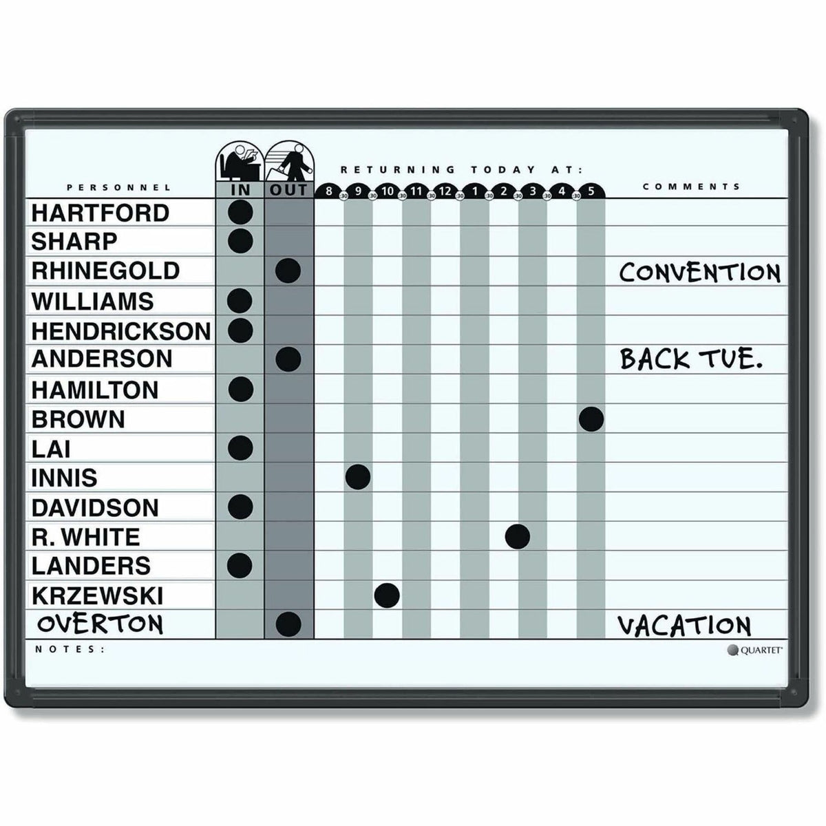 Quartet Classic In/Out Board System - 18" Board Height x 24" Board Width - Gray Porcelain Surface - Black Aluminum Frame - 1 Each