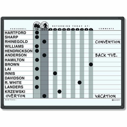 Quartet Classic In/Out Board: 18’’x24’’ Gray Porcelain Surface - Planning Boards