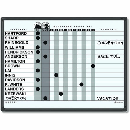 Quartet Classic In/Out Board System - 18" Board Height x 24" Board Width - Gray Porcelain Surface - Black Aluminum Frame - 1 Each