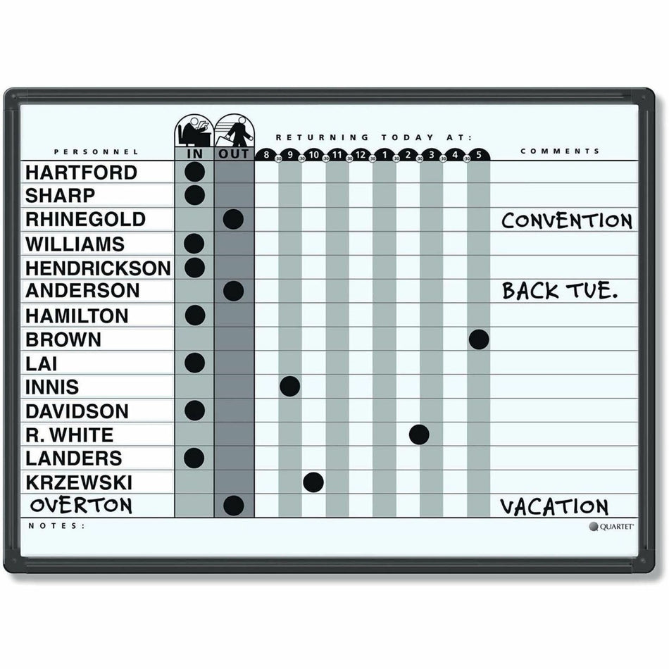 Quartet Classic In/Out Board System - 18" Board Height x 24" Board Width - Gray Porcelain Surface - Black Aluminum Frame - 1 Each