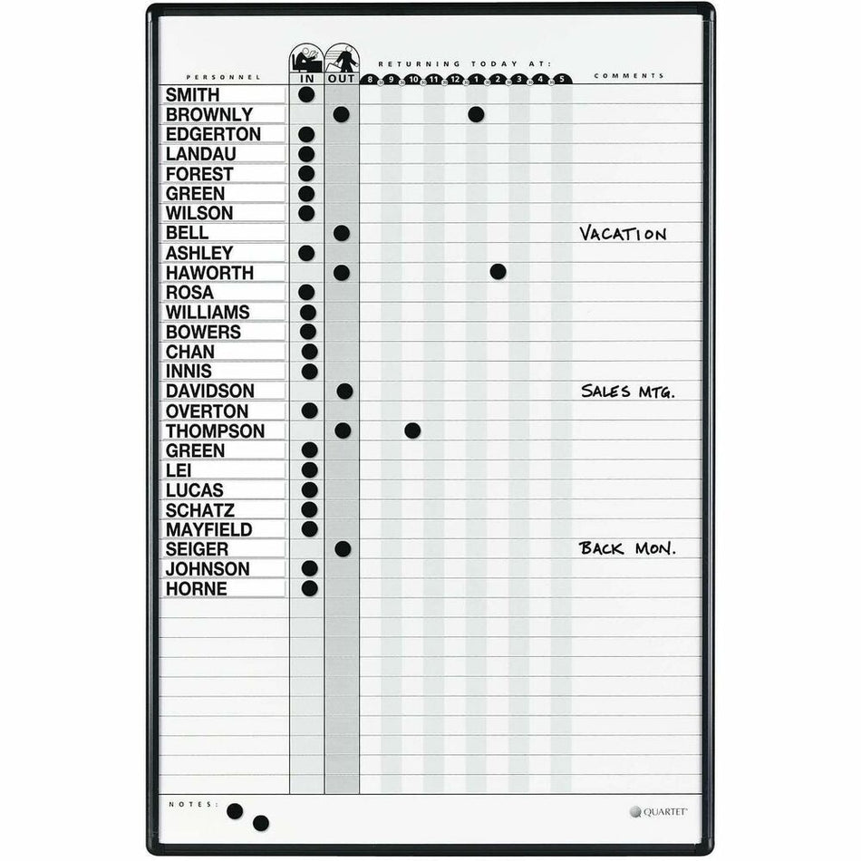 Quartet Classic In/Out Board System - 36" Board Height x 24" Board Width - White Porcelain Surface - Magnetic, Scratch Resistant, Dent Resistant, Stain Resistant, Ghost Resistant, Durable - Black Aluminum Frame - 1 Each