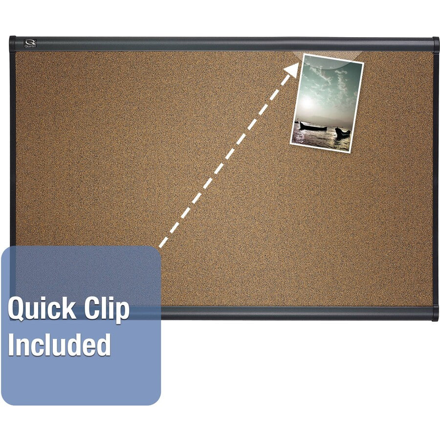Quartet Prestige Bulletin Board - 36" Board Height x 48" Board Width - Brown Cork Surface - Self-healing, Durable - Graphite Frame - 36" Width - 1 Each