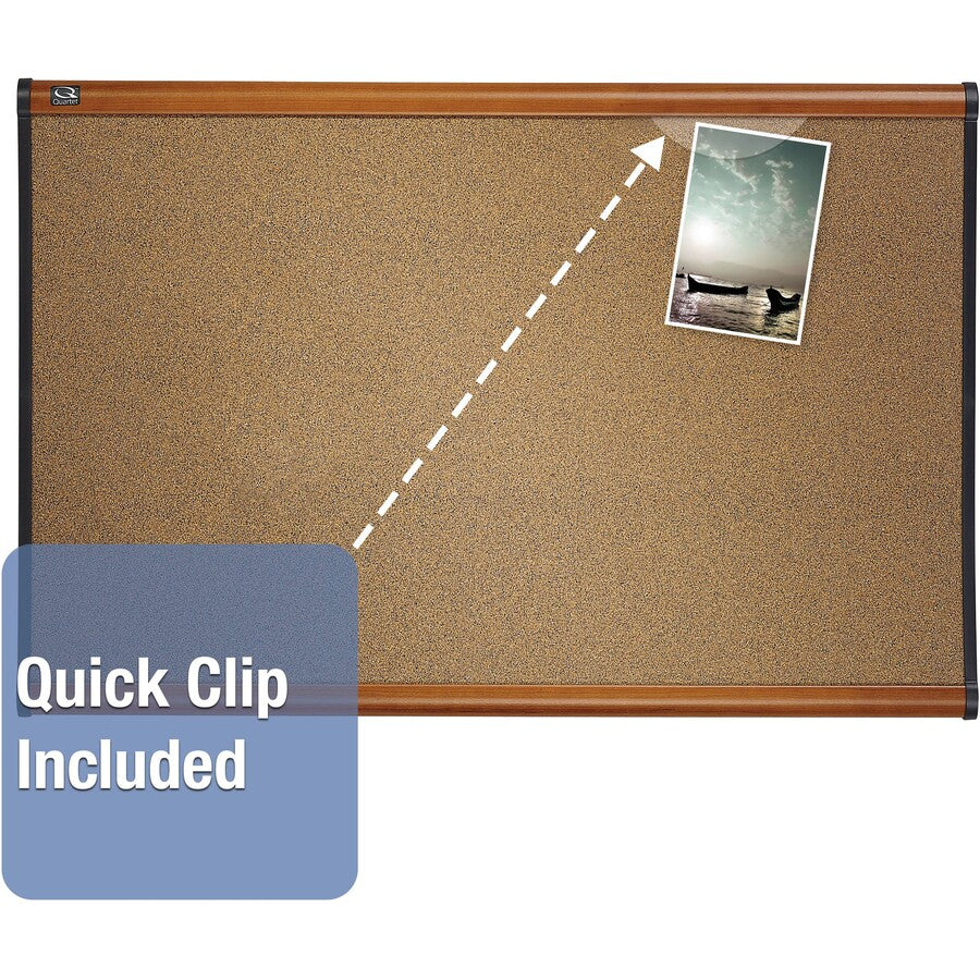 Quartet Prestige Bulletin Board - 36" Board Height x 48" Board Width - Brown Cork Surface - Self-healing, Durable - Light Cherry Frame - 1 Each
