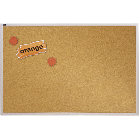 Quartet Bulletin Board - 48" Board Height x 72" Board Width - Brown Natural Cork Surface - Silver Aluminum Frame - 1 Each