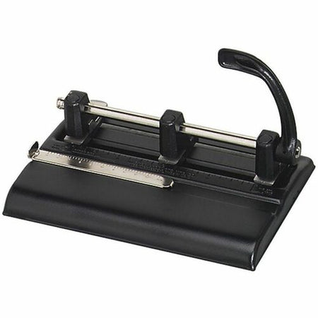 Master 1325B Hole Punch - 3 Punch Head(s) - 40 Sheet of 20lb Paper - 9/32" Punch Size - Round Shape - Steel - Black