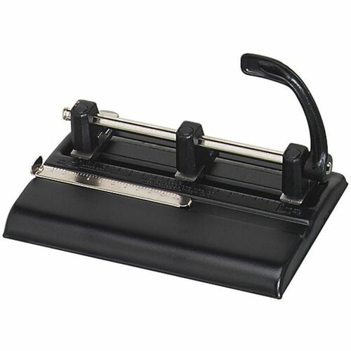 Master 1325B Hole Punch - 3 Punch Head(s) - 40 Sheet of 20lb Paper - 9/32" Punch Size - Round Shape - Steel - Black