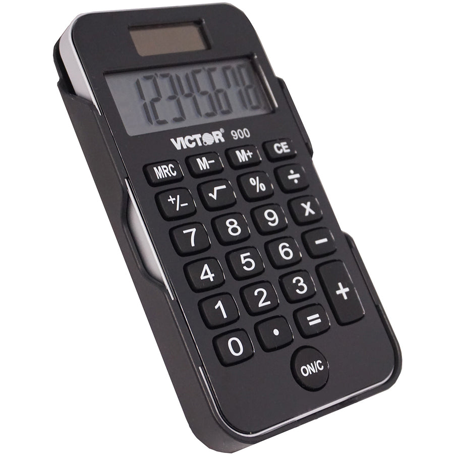 Victor 900 Handheld Calculator: Big Display, Dual Power - Protective Hard Shell Cover