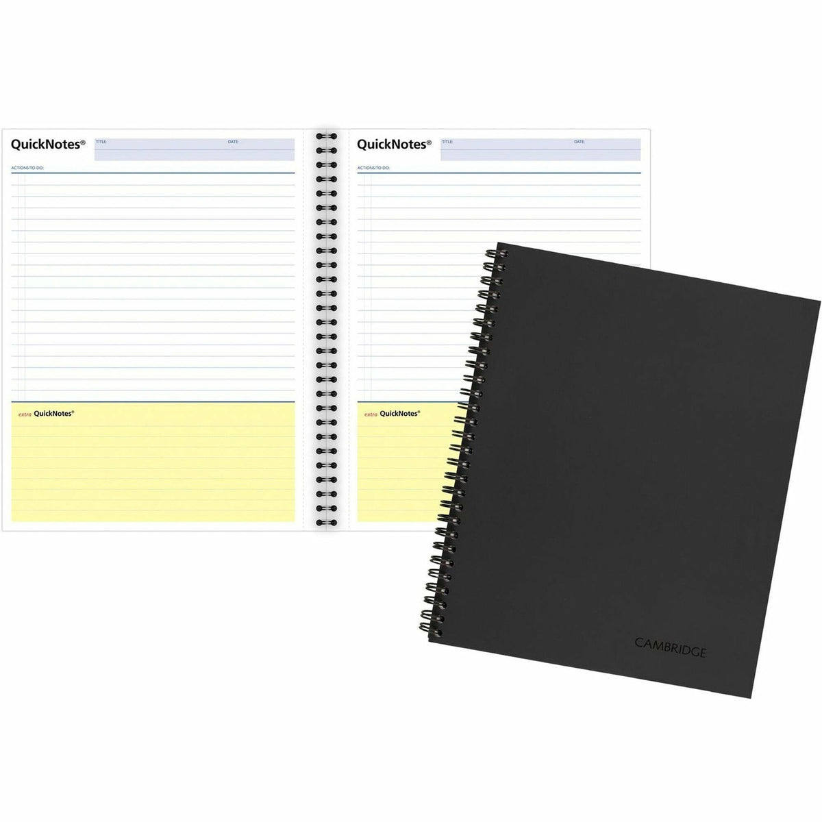 Mead QuickNotes Professional Planner Notebook - Action - 8 1/2" x 11" Sheet Size - Spiral Bound - Assorted - Linen - Perforated, Pocket, Notes Area - 1 Each