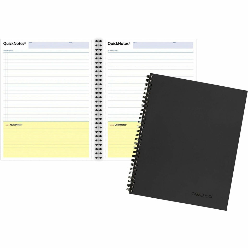 Mead QuickNotes Professional Planner Notebook - Action - 8 1/2" x 11" Sheet Size - Spiral Bound - Assorted - Linen - Perforated, Pocket, Notes Area - 1 Each