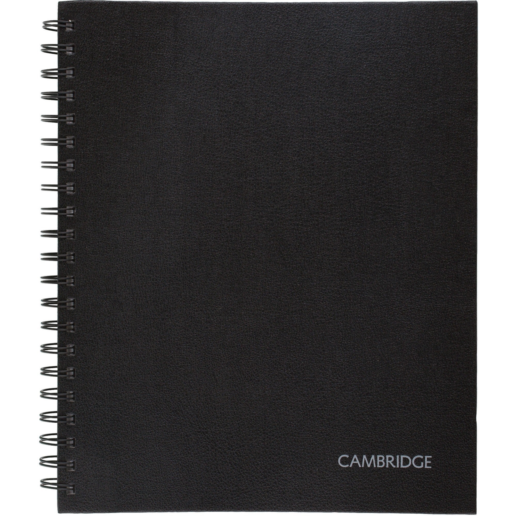Mead Hardbound Business Notebook - Letter - 96 Sheets - Wire Bound - 0.28" Ruled - 20 lb Basis Weight - Letter - 8 1/2" x 11" Sheet Size - White Paper - Black Linen Cover - Pocket, Tab, Bond Paper, Perforated, Bleed-free - 1 Each