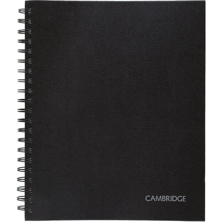 Mead Hardbound Business Notebook - Letter - 96 Sheets - Wire Bound - 0.28" Ruled - 20 lb Basis Weight - Letter - 8 1/2" x 11" Sheet Size - White Paper - Black Linen Cover - Pocket, Tab, Bond Paper, Perforated, Bleed-free - 1 Each