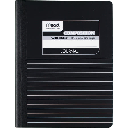 Mead Square Deal Black Marble Journal - 100 Sheets - Sewn - 7 1/2" x 9 3/4" Sheet Size - Black Marble Cover - Schedule - 1 Each