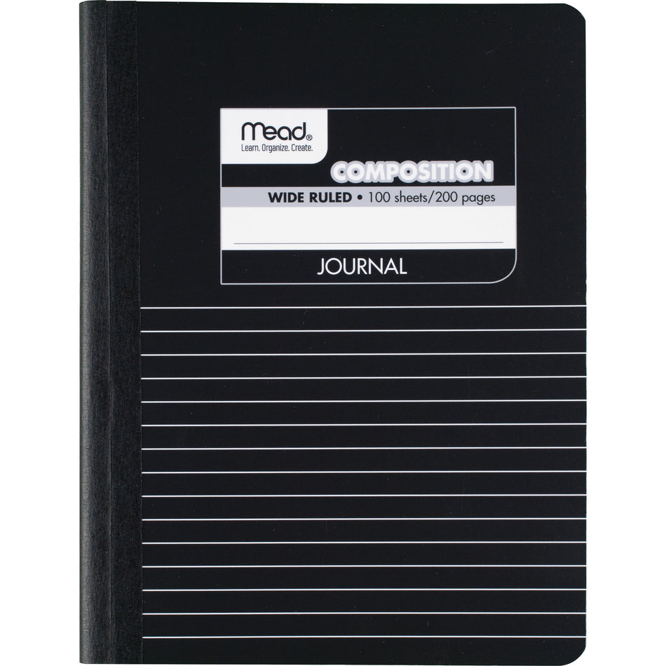 Mead Square Deal Black Marble Journal - 100 Sheets - Sewn - 7 1/2" x 9 3/4" Sheet Size - Black Marble Cover - Schedule - 1 Each