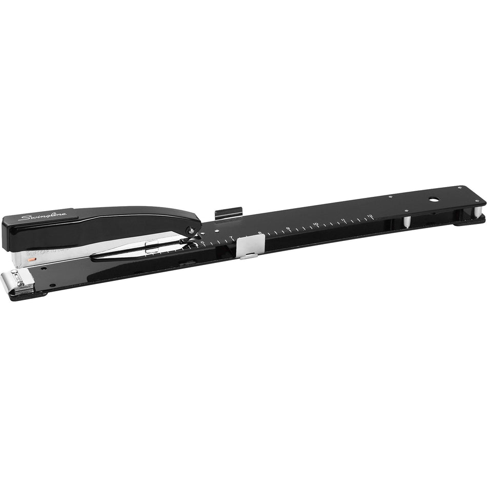 Swingline Long-Reach Stapler - Staples Upto 20 Sheet of 20lb Paper - Holds Upto 210 Staple - Full Strip - Staple Size: 0.25" - Black - Metal - 1 Each