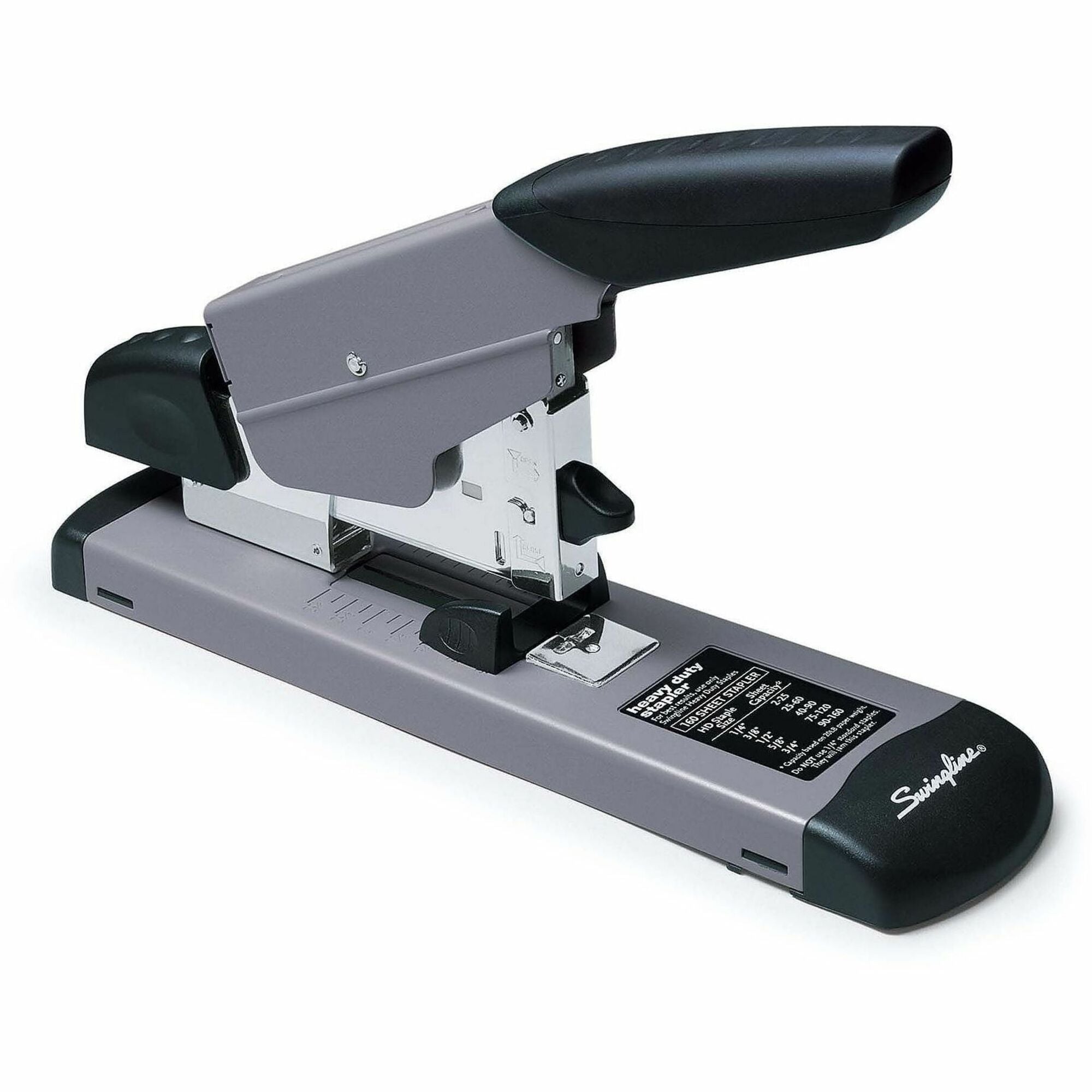 Swingline Heavy-Duty Stapler - Staples Upto 160 Sheet of 20lb Paper - Holds Upto 210 Staple - Full Strip - 2.63" Throat Depth - Gray, Black - Metal - 1 Each