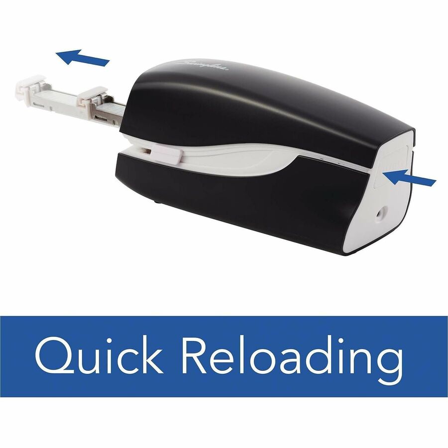 Swingline Portable Electric Stapler - Staples Upto 20 Sheet of 20lb Paper - Holds Upto 210 Staple - Full Strip - Staple Size: 0.25" - 6 x AA - Black - Plastic - 1 Each