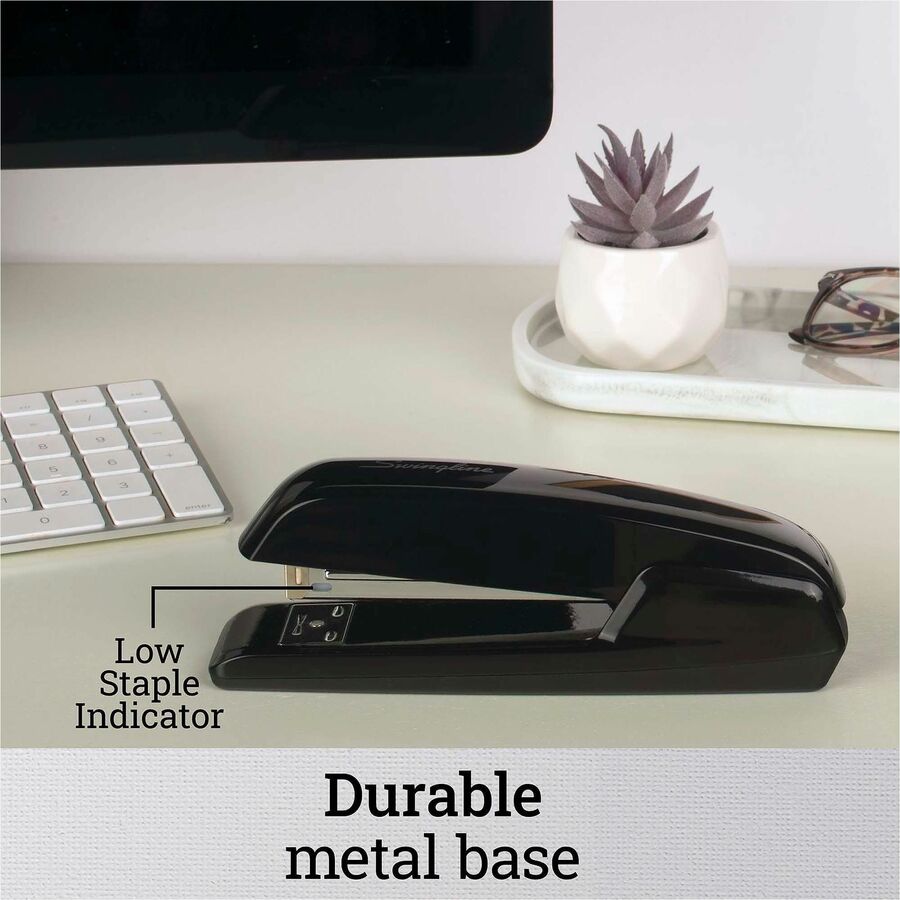 Swingline Durable Desk Stapler - Staples Upto 20 Sheet of 20lb Paper - Holds Upto 210 Staple - Full Strip - Staple Size: 0.25" - Black - Metal - 1 Each