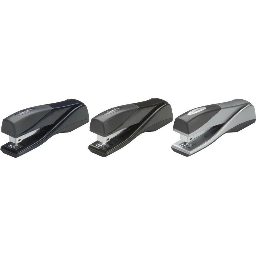 Swingline Optima Grip Compact Stapler - Staples Upto 25 Sheet of 20lb Paper - Holds Upto 105 Staple - Half Strip - Staple Size: 0.25" - Graphite Black - Metal - 1 Each