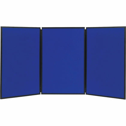 Quartet Show-It! 3-Sided Display System: 36’’x72’’ - Gray Fabric Blue Surface - Tabletop Racks