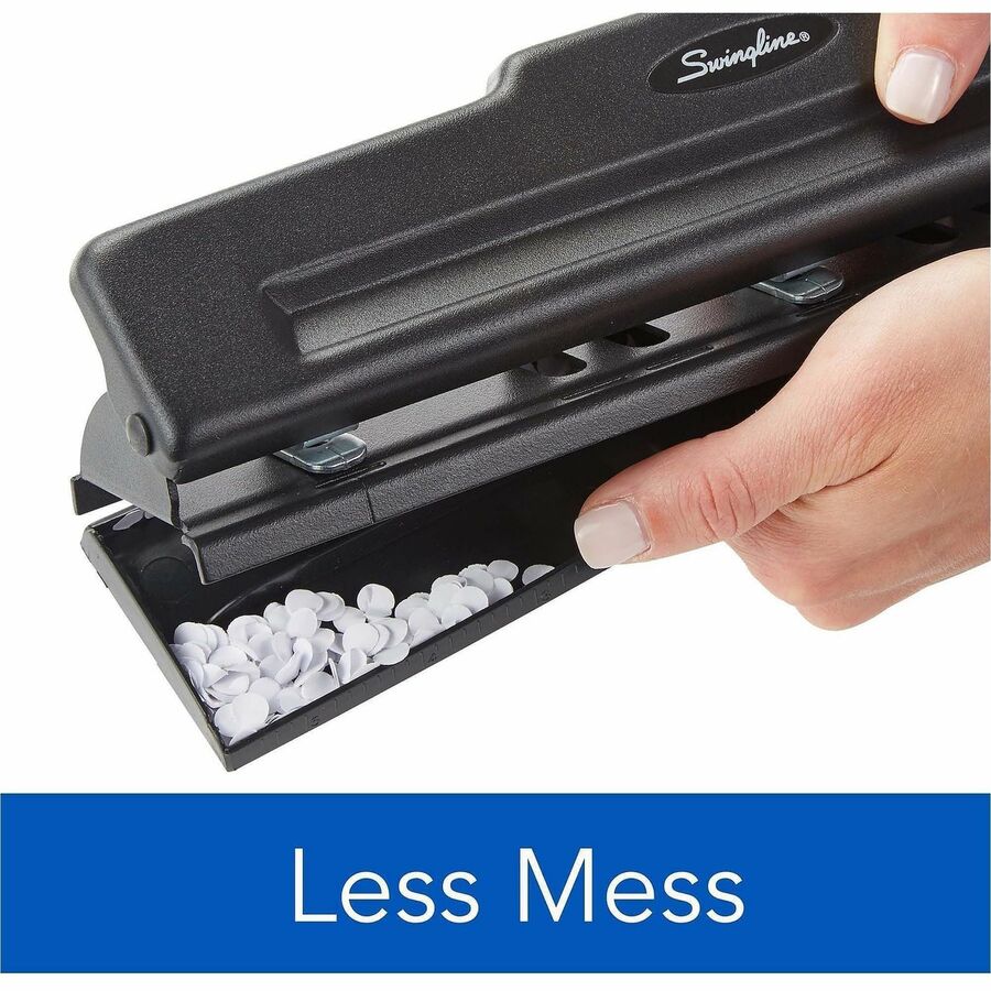 Swingline Light-Duty Punch - 3 Punch Head(s) - 10 Sheet - 9/32" Punch Size - Black
