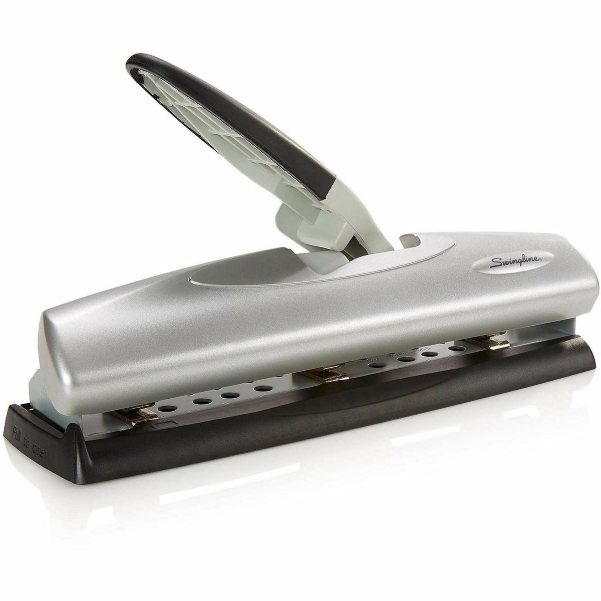 Swingline LightTouch High-Capacity Desktop Punch - 3 Punch Head(s) - 20 Sheet - 9/32" Punch Size - Metal - Black, Silver