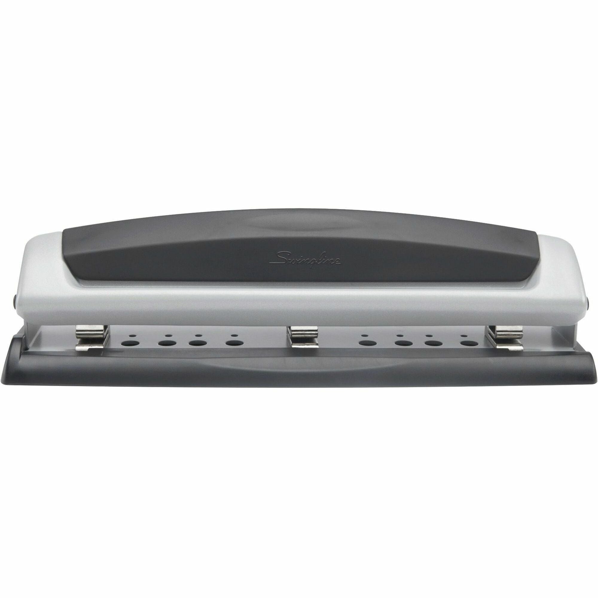 Swingline Precision Pro Desktop Punch - 3 Punch Head(s) - 10 Sheet - 9/32" Punch Size - Metal - Black, Silver