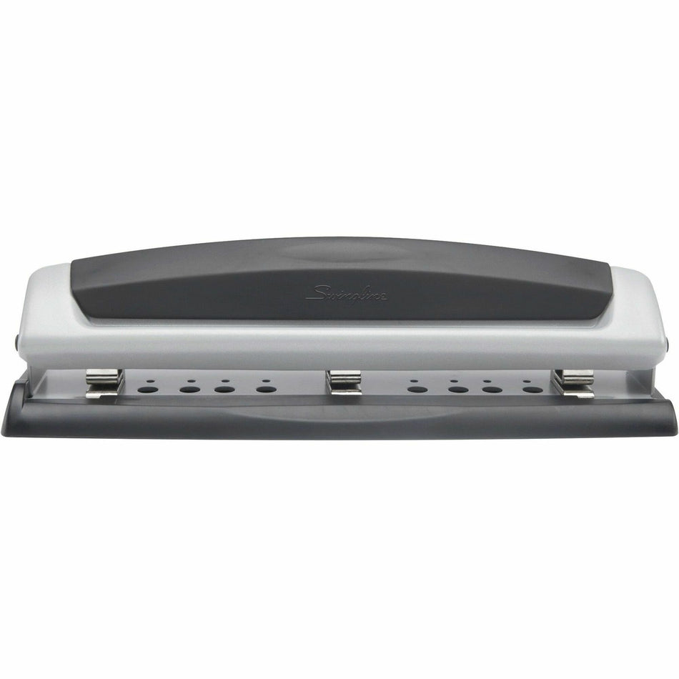Swingline Precision Pro Desktop Punch - 3 Punch Head(s) - 10 Sheet - 9/32" Punch Size - Metal - Black, Silver