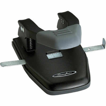 Swingline Comfort Handle 2-Hole Punch - 2 Punch Head(s) - 28 Sheet - 1/4" Punch Size - Black, Gray