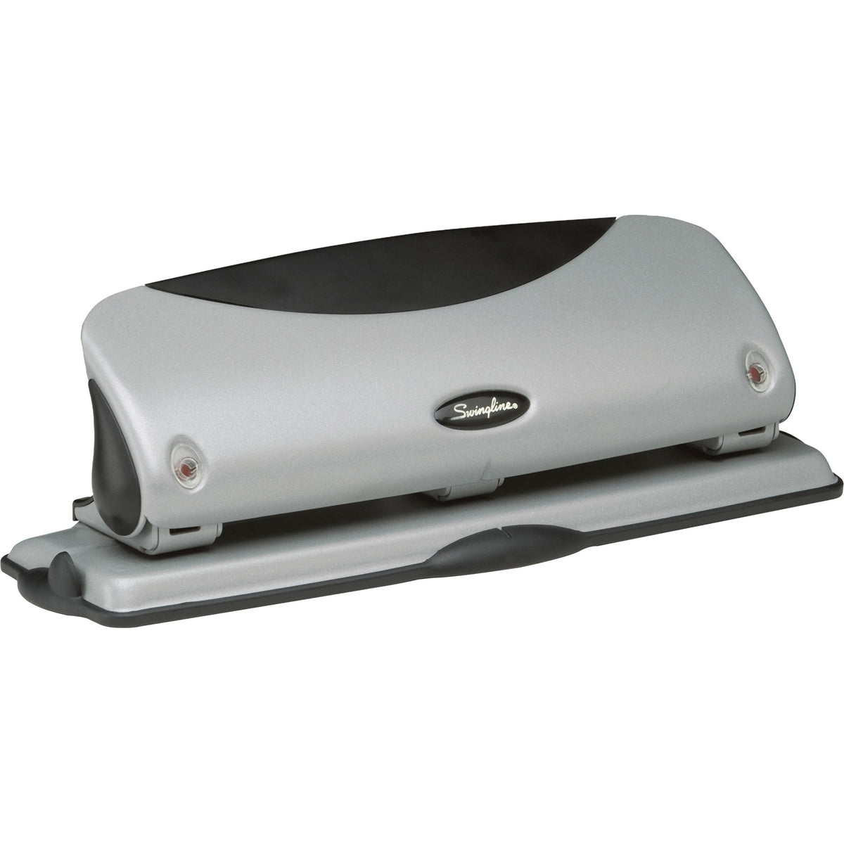 Swingline EasyView Desktop Punch - 3 Punch Head(s) - 12 Sheet - 9/32" Punch Size - Black, Silver