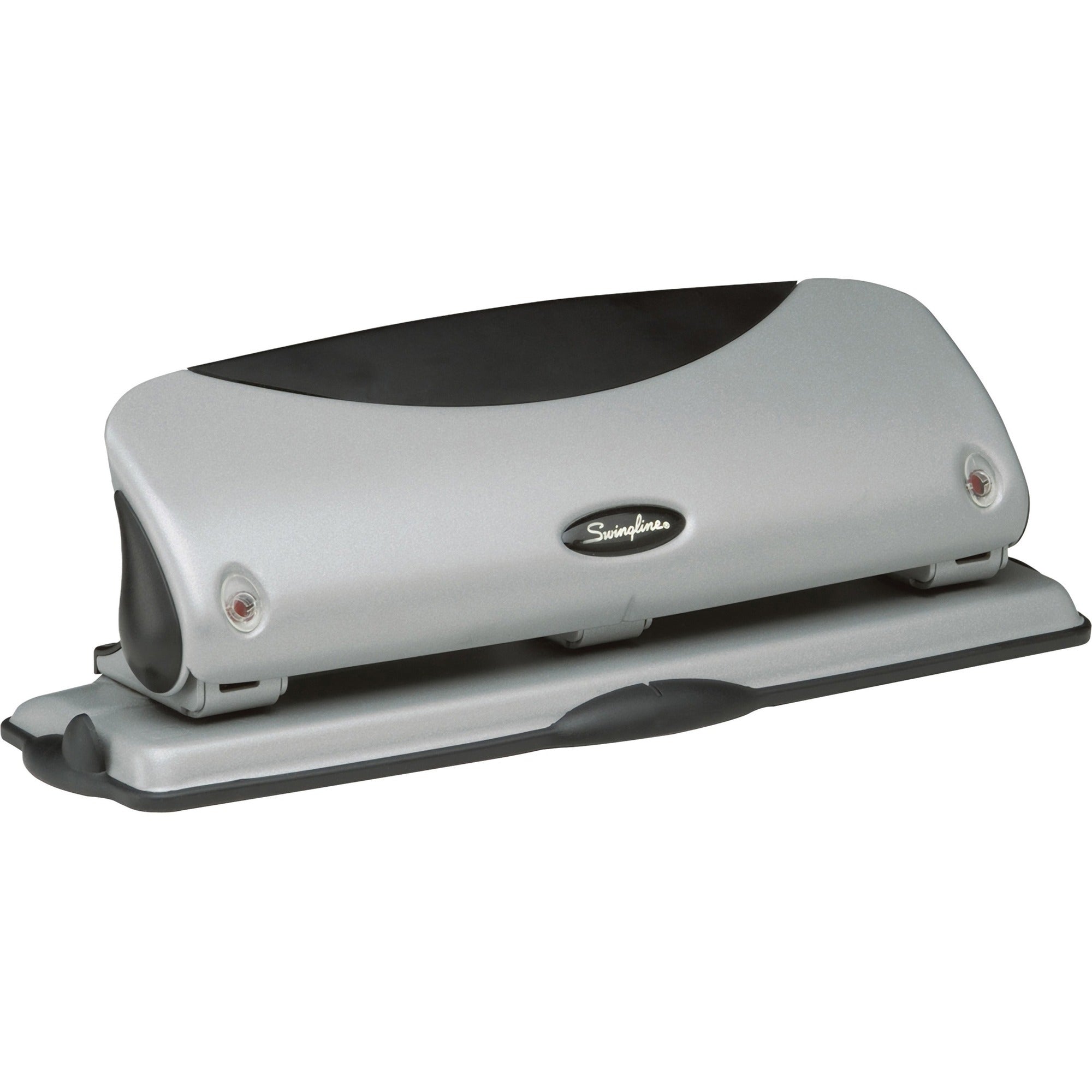 Swingline EasyView Desktop Punch - 3 Punch Head(s) - 12 Sheet - 9/32" Punch Size - Black, Silver
